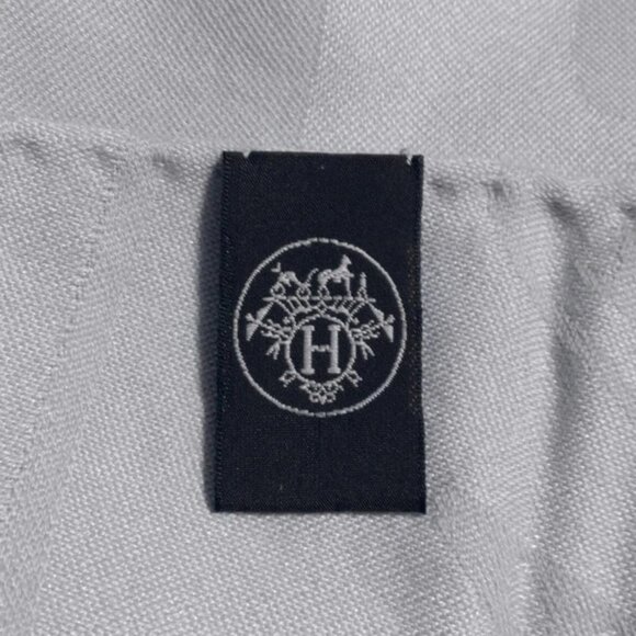 Auth HERMES Light Blue Cashmere Silk Scarf - Picture 6 of 6